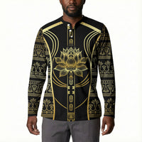 Egypt The Lotus Button Sweatshirt Gold Bloom Hieroglyphic Patterns