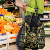 Egypt The Lotus Grocery Bag Gold Bloom Hieroglyphic Patterns
