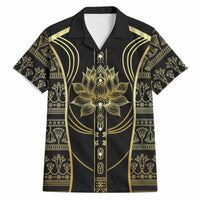 Egypt The Lotus Hawaiian Shirt Gold Bloom Hieroglyphic Patterns