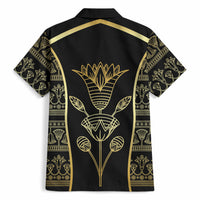 Egypt The Lotus Hawaiian Shirt Gold Bloom Hieroglyphic Patterns