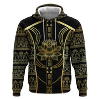 Egypt The Lotus Hoodie Gold Bloom Hieroglyphic Patterns