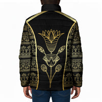 Egypt The Lotus Padded Jacket Gold Bloom Hieroglyphic Patterns