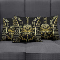 Egypt The Lotus Pillow Cover Gold Bloom Hieroglyphic Patterns