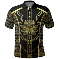 Egypt The Lotus Polo Shirt Gold Bloom Hieroglyphic Patterns