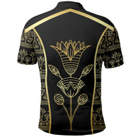 Egypt The Lotus Polo Shirt Gold Bloom Hieroglyphic Patterns