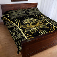 Egypt The Lotus Quilt Bed Set Gold Bloom Hieroglyphic Patterns