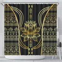 Egypt The Lotus Shower Curtain Gold Bloom Hieroglyphic Patterns