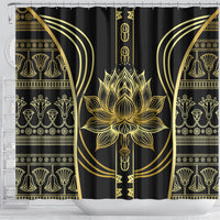 Egypt The Lotus Shower Curtain Gold Bloom Hieroglyphic Patterns