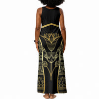 Egypt The Lotus Tank Maxi Dress Gold Bloom Hieroglyphic Patterns