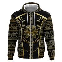 Egypt The Lotus Zip Hoodie Gold Bloom Hieroglyphic Patterns