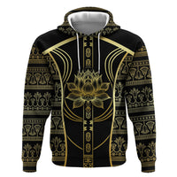 Egypt The Lotus Zip Hoodie Gold Bloom Hieroglyphic Patterns