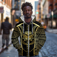 Egypt The Lotus Zip Hoodie Gold Bloom Hieroglyphic Patterns