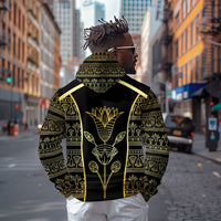 Egypt The Lotus Zip Hoodie Gold Bloom Hieroglyphic Patterns