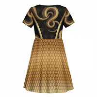 Egypt Uraeus Kid Short Sleeve Dress Gold Cobra Luxury Style
