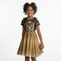 Egypt Uraeus Kid Short Sleeve Dress Gold Cobra Luxury Style