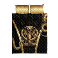 Egypt Uraeus Quilt Bed Set Gold Cobra Luxury Style