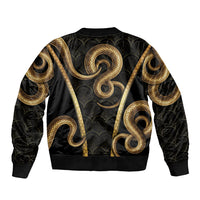 Egypt Uraeus Sleeve Zip Bomber Jacket Gold Cobra Luxury Style