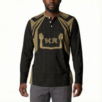 Custom Egypt KA Button Sweatshirt Gold Symbol Hieroglyphic Texture