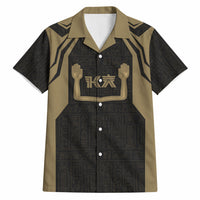Custom Egypt KA Hawaiian Shirt Gold Symbol Hieroglyphic Texture