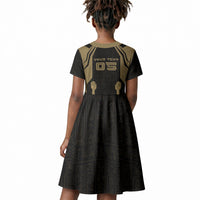 Custom Egypt KA Kid Short Sleeve Dress Gold Symbol Hieroglyphic Texture