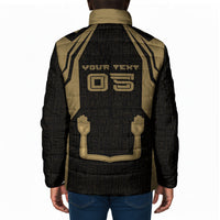 Custom Egypt KA Padded Jacket Gold Symbol Hieroglyphic Texture