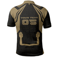 Custom Egypt KA Polo Shirt Gold Symbol Hieroglyphic Texture