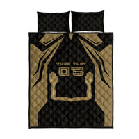 Custom Egypt KA Quilt Bed Set Gold Symbol Hieroglyphic Texture