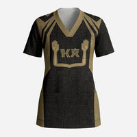 Custom Egypt KA Scrub Top Gold Symbol Hieroglyphic Texture