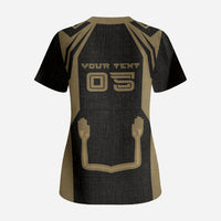 Custom Egypt KA Scrub Top Gold Symbol Hieroglyphic Texture