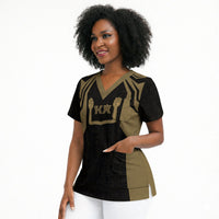 Custom Egypt KA Scrub Top Gold Symbol Hieroglyphic Texture