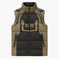 Custom Egypt KA Sleeveless Puffer Jacket Gold Symbol Hieroglyphic Texture