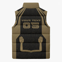 Custom Egypt KA Sleeveless Puffer Jacket Gold Symbol Hieroglyphic Texture