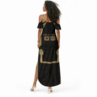 Custom Egypt KA Summer Maxi Dress Gold Symbol Hieroglyphic Texture