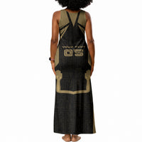 Custom Egypt KA Tank Maxi Dress Gold Symbol Hieroglyphic Texture