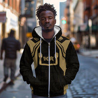 Custom Egypt KA Zip Hoodie Gold Symbol Hieroglyphic Texture