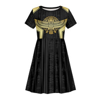 Egypt BA Kid Short Sleeve Dress Winged Pharaoh Hieroglyphic Patterns