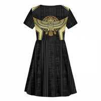 Egypt BA Kid Short Sleeve Dress Winged Pharaoh Hieroglyphic Patterns