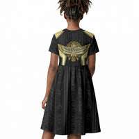Egypt BA Kid Short Sleeve Dress Winged Pharaoh Hieroglyphic Patterns