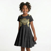 Egypt BA Kid Short Sleeve Dress Winged Pharaoh Hieroglyphic Patterns