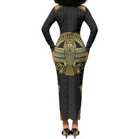 Egypt BA Long Sleeve Bodycon Dress Winged Pharaoh Hieroglyphic Patterns