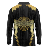 Egypt BA Long Sleeve Polo Shirt Winged Pharaoh Hieroglyphic Patterns