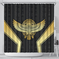 Egypt BA Shower Curtain Winged Pharaoh Hieroglyphic Patterns
