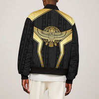 Egypt BA Sleeve Zip Bomber Jacket Winged Pharaoh Hieroglyphic Patterns