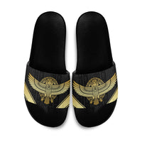Egypt BA Slide Sandals Winged Pharaoh Hieroglyphic Patterns