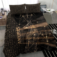 Egyptian God Anubis Bedding Set Jackal Headed Deity Ancient Egypt Mythology Gilded