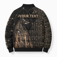 Personalized Egyptian God Anubis Bomber Puffer Jacket Jackal Headed Deity Ancient Egypt Mythology Gilded