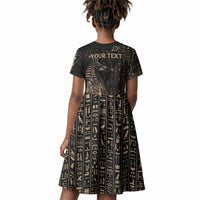 Personalized Egyptian God Anubis Kid Short Sleeve Dress Jackal Headed Deity Ancient Egypt Mythology Gilded