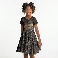 Personalized Egyptian God Anubis Kid Short Sleeve Dress Jackal Headed Deity Ancient Egypt Mythology Gilded