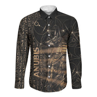 Personalized Egyptian God Anubis Long Sleeve Button Shirt Jackal Headed Deity Ancient Egypt Mythology Gilded