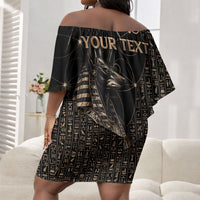 Personalized Egyptian God Anubis Off Shoulder Short Dress Jackal Headed Deity Ancient Egypt Mythology Gilded